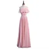 Blush rose en mousseline de soie longues robes de demoiselle d'honneur à lacets 2020 robe de demoiselle d'honneur bohème longueur de plancher robes d'invité de mariage3129