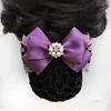 2018 Fashion Handmade Office Lady Bow Tie Barrette Hair Clip Cover Bowknot Net Bun Deep Snood for Long Hair Accestory