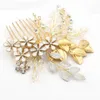 Hair Accessories Bridal Hair Comb With Rhinestones Crystals Golden Leaves Bridal Hair Jewelry Wedding Headpieces for Women BW-HP839