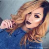 Ombre Human Hair Wigs Glueless # 1B 27 Dois Tom Lace Front Humano Cabelo Perucas Completa Lace Wig Straight com nós branqueados Frete Grátis