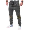 Mode nouveaux hommes pantalons automne printemps noir gris Patchwork cordon longs hommes pantalons Joggers grande taille M-3XL293n