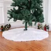 White Round Faux Fur Christmas Tree Skirt 48 Inches Diam - Shaggy Shag Faux Sheepskin Christmas Tree Decor