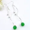 Unique 925 Silver Beautiful Long Dangle Earrings Lady 6 Pcs Lot Green Gems Holiday Party gift Jewelry