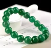 Venda por atacado - Belas Jóias Chinês 8mm Verde Calcedônia jade Beads Elastic Bracelet