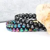 Bracciale da uomo con perline doppie grezze da 6 mm, ematite multicolore, pietra lavica, perline, braccialetto dell'amicizia, macramè, bel regalo per gli uomini