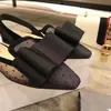 밀라노 패션 meshy 블랙 bowtie 발가락 플랫 힐 신발 디자이너 신발 상자 크기와 함께 34 ~ 40