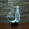 Tabela Moda Lamp Bowling Bola 7 Alterar cor 3D Luz acrílico colorido Desk Lamp Personalizar Lamp