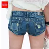 Jeans 2017 pole dancing Sexy Femmes d'été cristal Shorts Jeans denim Micro Mini Jean Ultra Taille Basse Taille Plus Taille Ripped Shorts