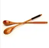 20x2.8cm Träkaffe Scoops Creative Long Handle Spoons Cord Grip Spoons Ice Cream Scoops Milk Tea Pature Tool