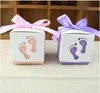 Adorável Baby Feet Cut-out Baby Shower Favor Gift Box Caixas de presente para favores de festa de aniversário da menina do menino