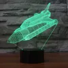Multi-color Change LED Lamp 3D Illusion LED Space Airplane Lamp With Desk Light #T56