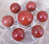 + Sfera di cristallo di diaspro rosso naturale sette ornamenti in pietra di diaspro rosso sfera di cristallo di sangue rosso lucido