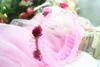 Enfants Filles Princesse Fleur Couronne Bandeau Fleurs Fille Long Voile Floral Chapeaux Cheveux Accessoires De Noce Faveur De Noël Rose Blanc
