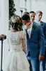 Beautiful Long Sleeve A-Line Two Pieces Beach Country Wedding Gowns Chiffon Ruffles Lace Top Boho Custom Made Bohemian Bridal Gown