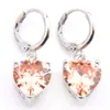 10prs LuckyShine Fashion Shine Heart Fire Morganite Cubic Zirconia Gemstone Silver Dangle örhängen för Holiday Wedding Party3456