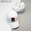 ZENGCAI Snapback Caps Unisex Ring Curved Hats & Caps Men Women Baseball Cap with Rings Retro Rose Flowers Dad Hat Leisure Gorra