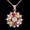 Großhandel mit 18 Karat Roségold vergoldeter Blumen-Anhänger-Halskette mit Zirkon, für Damen und Mädchen, modischer Party-Schmuck, Valentinstag-Geschenk, kostenloser Versand