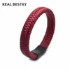 Real Bestxy оптом широкие плетеные кожаные браслеты для мужчин 12 * 6 мм Лихтер шнур браслет оптом подарок для мужчин и женщин