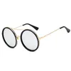 2023 Lunettes de soleil de luxe Round Brand Designer Dames surdimensionnés Crystal Lunettes de soleil Femmes GRANDES VERRES MIROIR OVAU