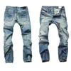 Jeans nostálgicos do orifício New Straight Jeans Mens Streting Troushers 1PCS8512026