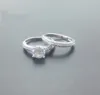 Ny Fashion Wedding Ring Four-Claw Micro Inlay Zircon Par Ring Mode Anti-Real Diamond Ring Trade Smycken Partihandel