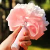 Cheap Foam Rose Bridal Wedding Bouquet Wedding Decoration Crystals Artificial Flower Bridesmaid Bridal Hand Holding Brooch Flowers307v