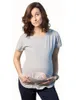 Adorável Verão Maternidade Gravidez T Camisa Das Mulheres Dos Desenhos Animados Tee Impressão Do Bebê Staring Grávida Roupas Engraçadas T-shirt