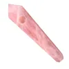 Dingsheng Natural Pink Rose Quartz Rookpijp Crystal Stone Wand Point Sigaren Pijpen met 1 Metalen Filters voor Gezondheid Roken