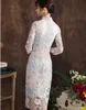 Gorąca Sprzedaż Lato Tradycyjna Koronka Chiński Cheongsam Długi Styl QIPAO 2020 Z 3/4 Długie rękawy Formalne suknie Dresses dla kobiet