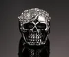 Punk Vintage Stainless Steel Skull Ring for Men Antique Silver Color Zircon Mens Rings Hip Hop Male Jewelry