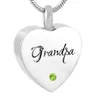 Biżuteria Moda Kremacja Urn Biżuteria Heart Grandpa Birthstone Memorial Ash Pamiątka Naszyjnik Ze Stali Nierdzewnej Urn Wisiorek