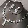 Luxo pérola jóias nupcial com coroa colar de diamante e brincos acessórios nupciais conjuntos de jóias de casamento moda jóias venda quente