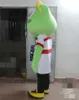 2018 Remise vente d'usine un costume de mascotte de grenouille verte avec des lunettes jaunes pour adulte à porter
