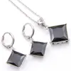 Luckyshine 5 sätter smycken set mode bröllop kvadrat svart onyx kristall cubic zirconia 925 silver hängen halsband örhängen