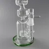12-Inch Green Cyclone Helix Recycler Hookah Bong Oil Rig Perc Glass Bubbler Pipe with Handle Bowl