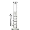 Wholesale Triple Honeycomb Birdcage Perc Hookahs Percolator Dab Oil Rig Big Straight Tube Glass Bong Clear Water Pipes With Bowl HR316