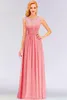 Ny ankomst Blush Pink Navy Blue Bourgogne Long Bridesmaid Dresses Lace Chiffon Flound Length Beach Garden Maid of Honor Gowns Dh4258