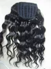 Fashion women loose wave ponytail hairpiece Sleek Human hair Drawstring ponytails brazilian virgin hair pony tail extension 140g #1 color