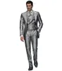 Style du matin Silver Tailcoat Hommes Tuxedos De Mariage Excellent Groom Tuxedos Hommes Dîner Robe De Cérémonie De Bal (Veste + Pantalon + Cravate + Gilet) 789