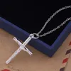 Hurtownie Tanie 925 Posrebrzane Jezus Krzyż Naszyjnik Moda Party Biżuteria Boże Narodzenie Prezenty Dla Kobiet Darmowa Wysyłka