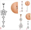 Crystal Flower Dangle Belly Button Rings Barbell Sexy Beach Surgical Steel Belly Piercing Navel Piercing