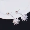 Marca cristal de gelo do floco de neve brincos longos Moda personalidade S925 agulha de prata brincos hypoallergenic temperamento brincos coreano