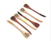 100 stks / partij 18.5x2.8cm Houten snijwerk Honing Roer Hout Honing Lepel Honingraat Gesneden Honey Dipper Kitchen Tool 4 stijlen