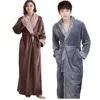 Homens Hot Pele Plus Size Extra Longo Flanela Térmica Bathrobe Mens Inverno Quente Quimono Banheira Robe Masculino Noite Vestes Mulheres Vestido