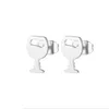 Everfast 10 paires / lot Boucles d'oreilles en verre de vin rouge drôle Boucles d'oreilles en acier inoxydable Simple Noir Or Oreille Goujons Coupe Oreille Bijoux Pour Femmes Hommes Filles T72