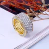 Joyería de Hip Hop Anillo de oro para hombre Anillos helados Micro Pave Cubic Zircon Promesa Anillos de dedo de diamante Diseñador de lujo Marca Personali255f