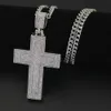 Hip Hop Titanium Stainless Steel Full Pave Rhinestone Iced Out Bling Male Gold Color Cross Pendants Necklaces for Men Jewelry