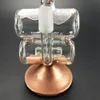 Bong en verre plaqué or Narguilé Bébé Double baril Recycleur Tuyau d'eau de vapeur S Plates-formes pétrolières Turbine Perc Bongs