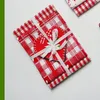 크리스마스 선물 포장 시리즈 코튼 패브릭 인쇄 냅킨 매트 가정 장식 테이블 중앙 장식 거실 장식