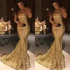 2018 Sparkly Sexy Mermaid Avondjurken Strapless Backless Gold Prom Jurken Goedkope Long Party Formele Jurken